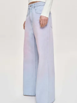 Frauen Source Unknown Kleidung<Bemalte Jeans Mit Weitem Bein, Rosa Verwaschen