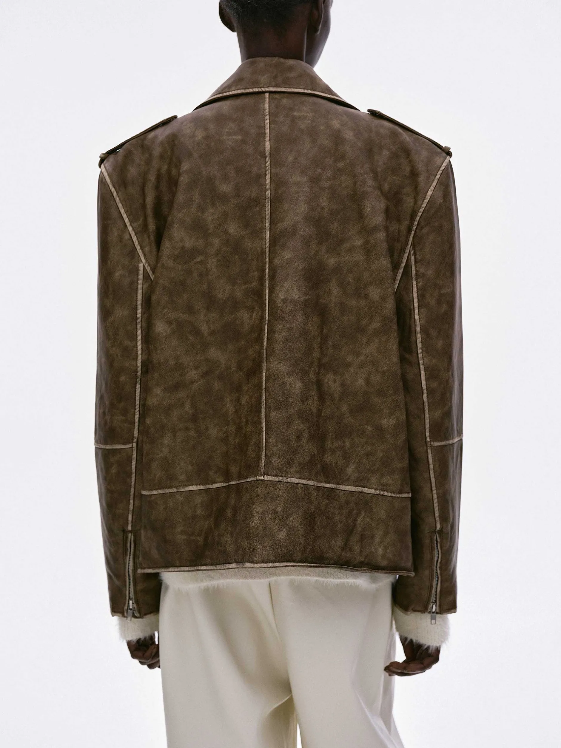 Frauen Source Unknown Zubehör<Bianca Bikerjacke Aus Kunstleder, Verwaschenes Braun