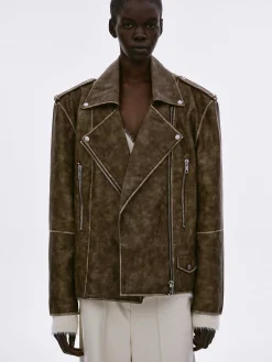 Frauen Source Unknown Zubehör<Bianca Bikerjacke Aus Kunstleder, Verwaschenes Braun