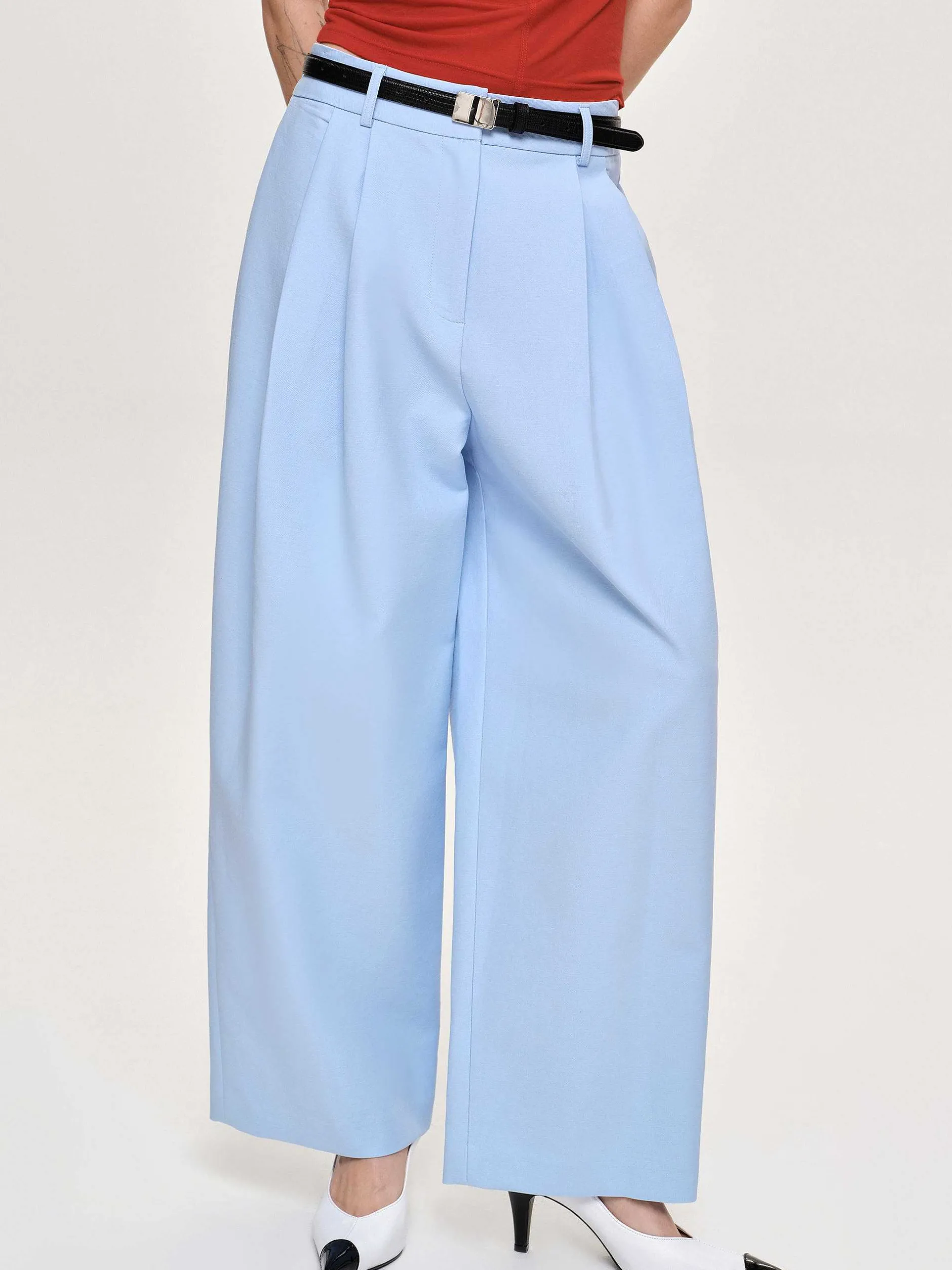 Frauen Source Unknown Kleidung<Biesenhose Mit Weitem Bein, Eisblau