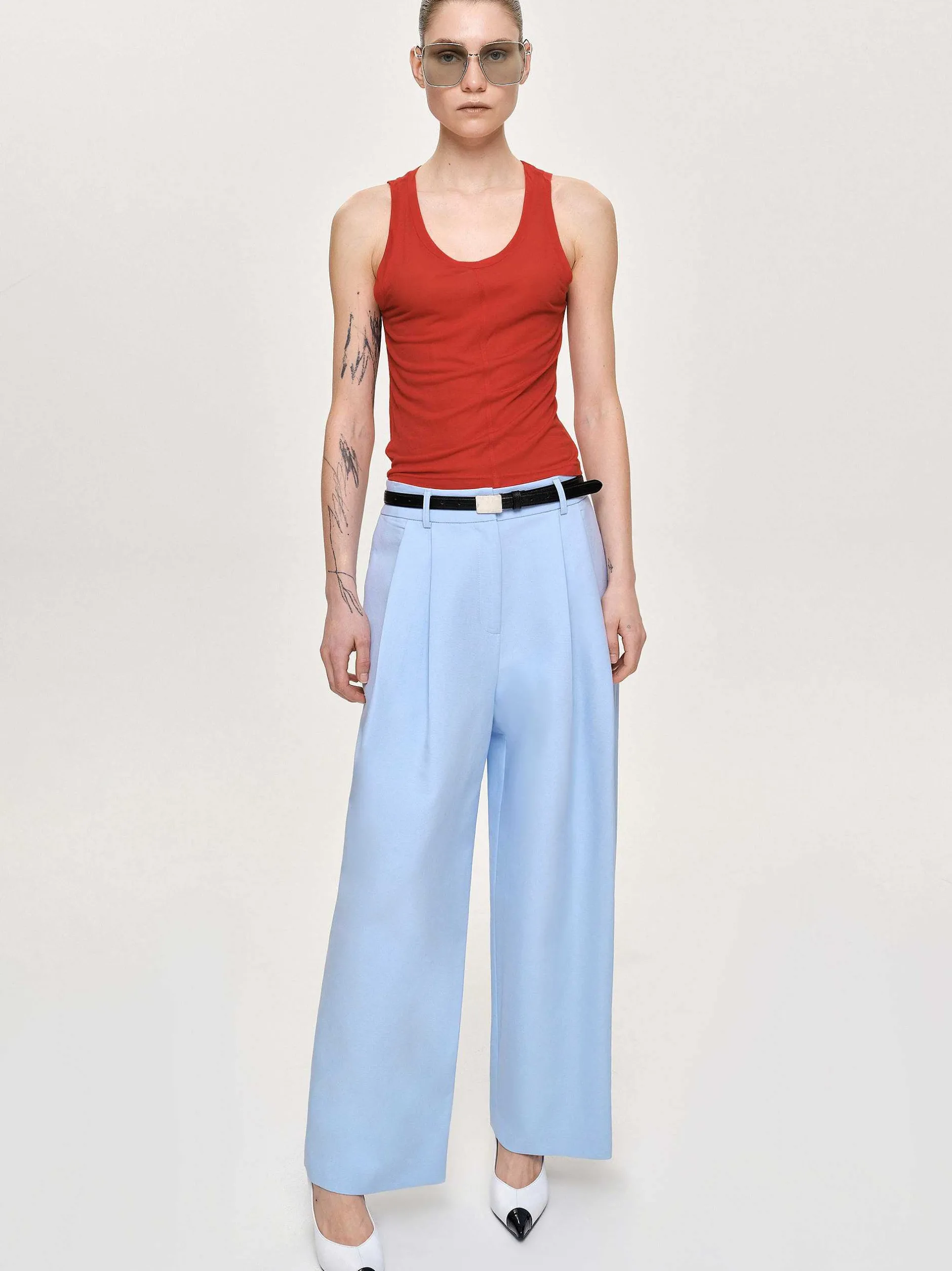 Frauen Source Unknown Kleidung<Biesenhose Mit Weitem Bein, Eisblau