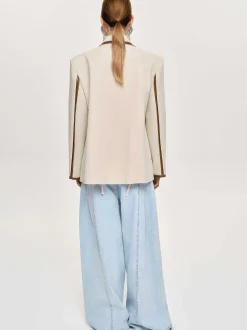 Frauen Source Unknown Oberbekleidung<Blazer Mit Lederbesatz, Canvas