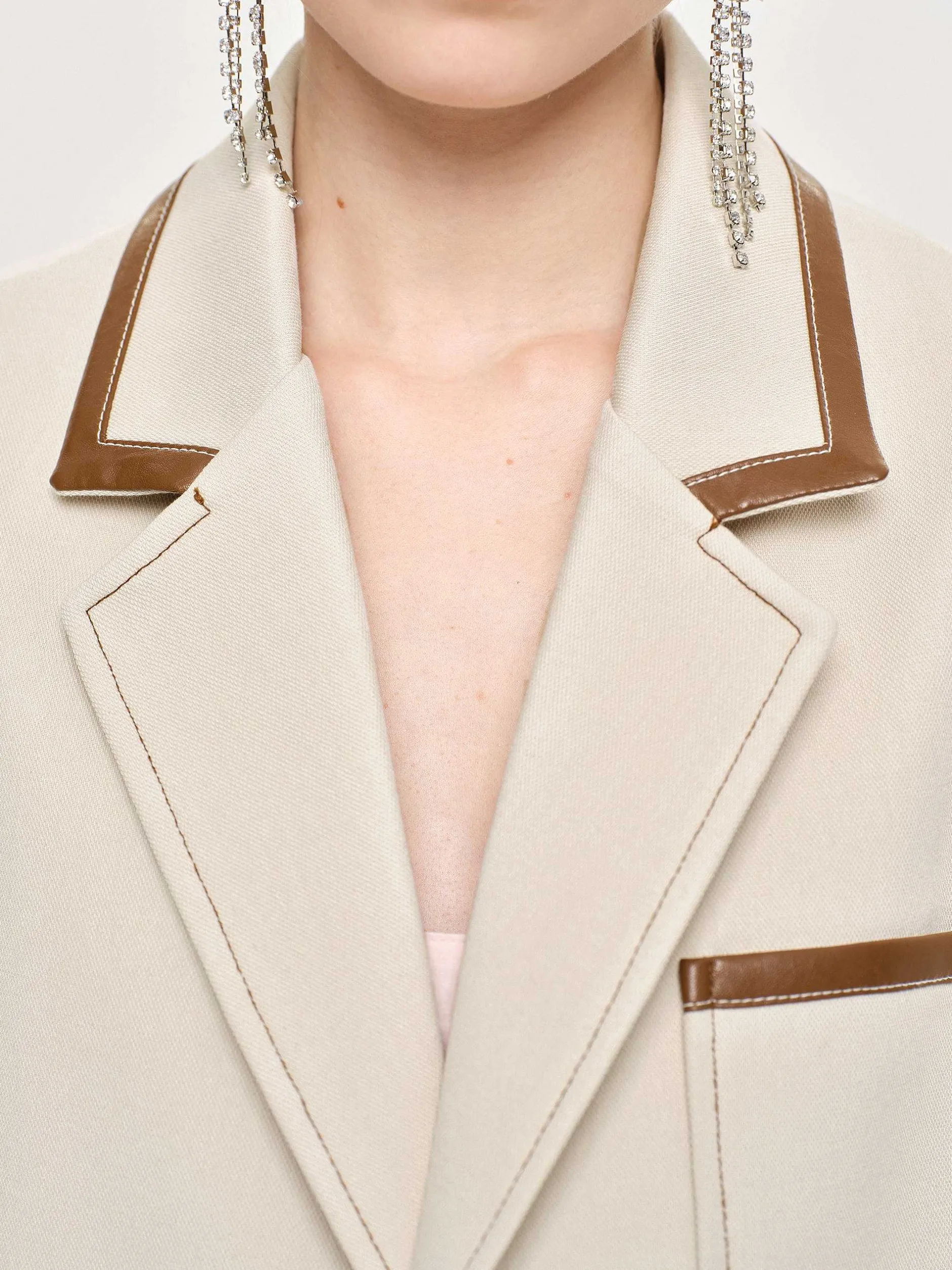 Frauen Source Unknown Kleidung<Blazer Mit Lederbesatz, Canvas
