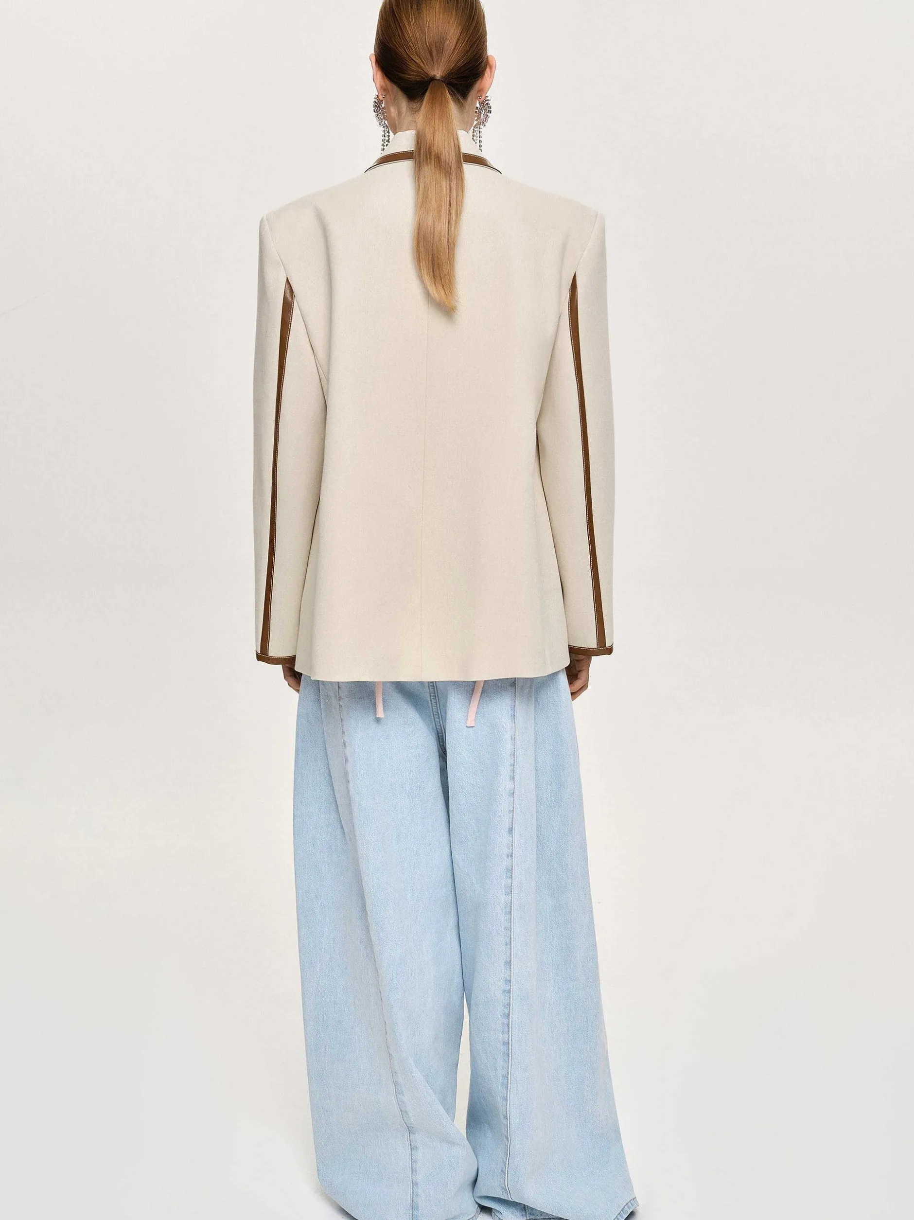 Frauen Source Unknown Kleidung<Blazer Mit Lederbesatz, Canvas