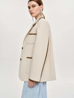 Frauen Source Unknown Kleidung<Blazer Mit Lederbesatz, Canvas