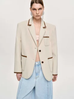 Frauen Source Unknown Koordinaten<Blazer Mit Lederbesatz, Canvas