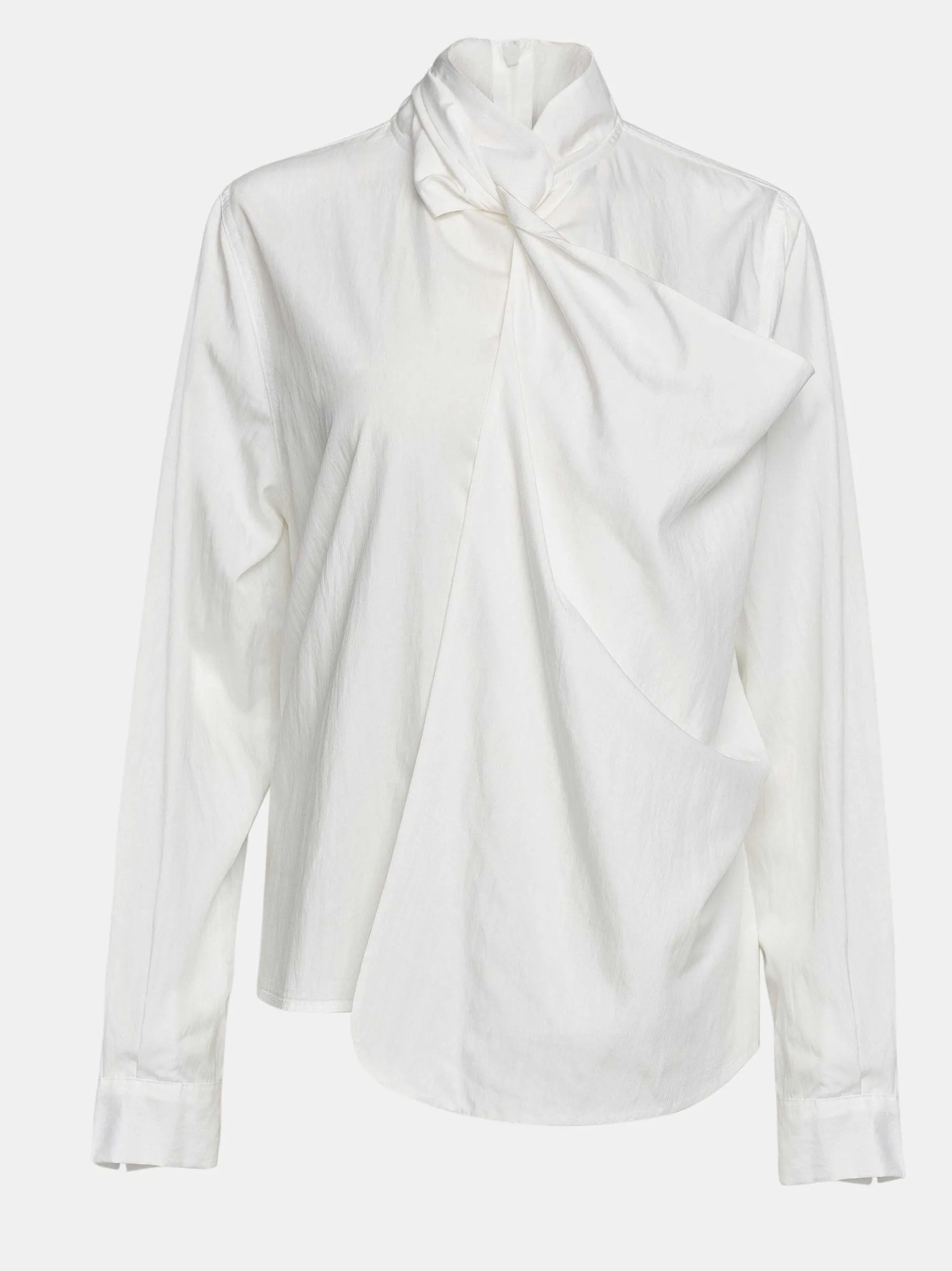 Frauen Source Unknown Kleidung<Bluse Mit Verdrehtem Schal Aus Netzstoff, Weis