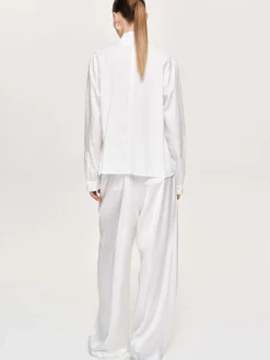 Frauen Source Unknown Kleidung<Bluse Mit Verdrehtem Schal Aus Netzstoff, Weis