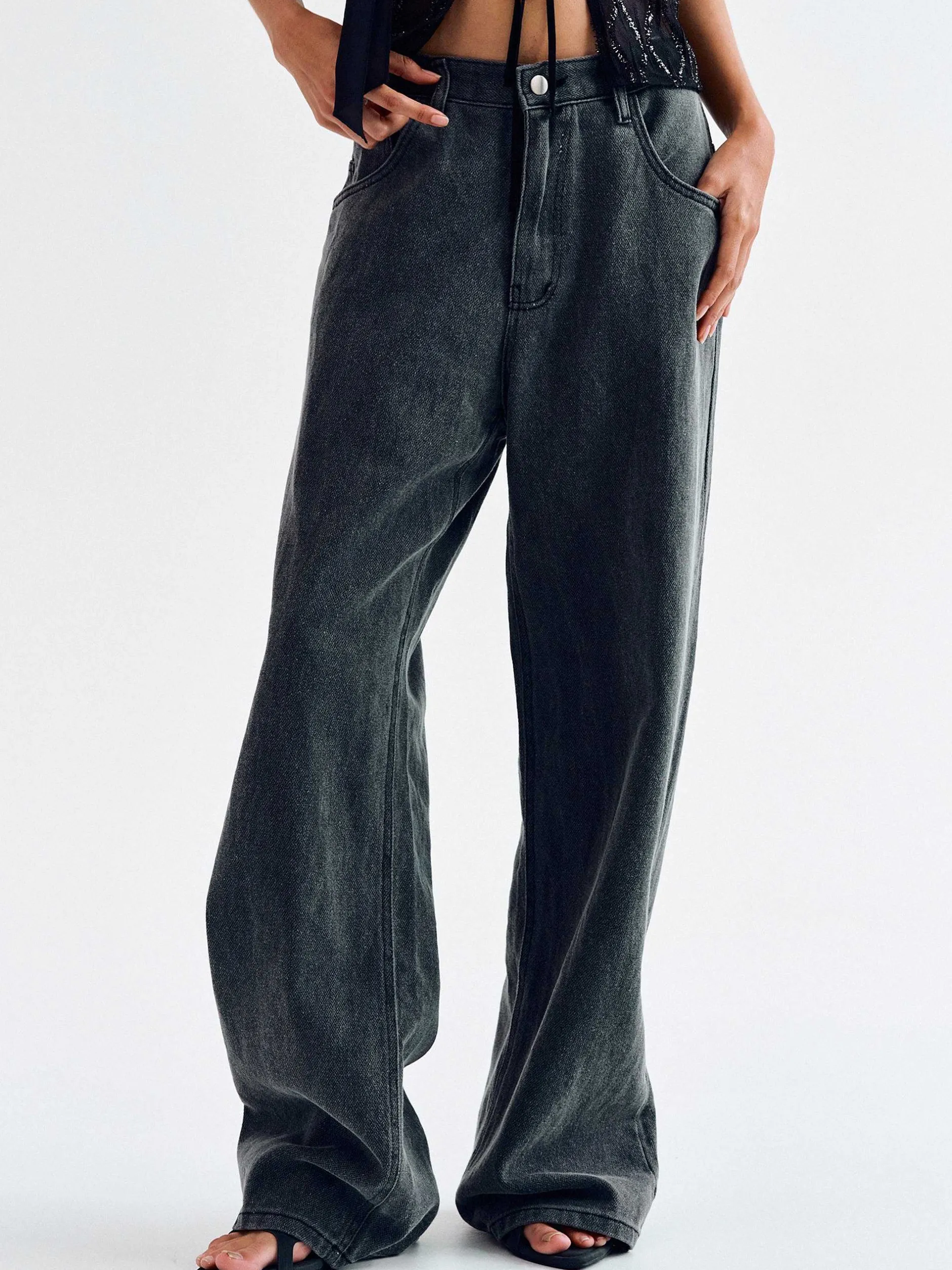 Frauen Source Unknown Kleidung<Boyfriend-Pigmentjeans, Haifischhaut