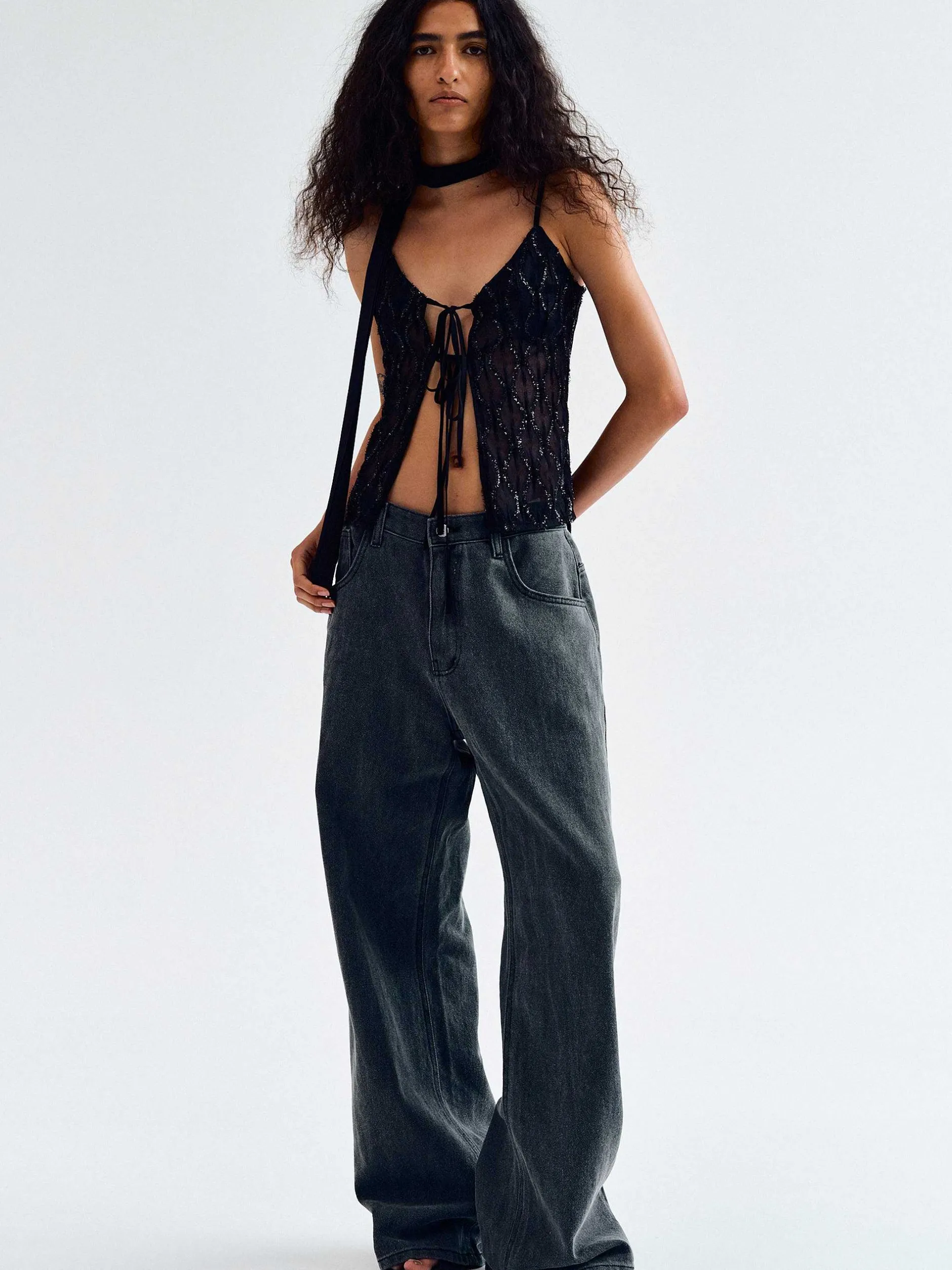 Frauen Source Unknown Kleidung<Boyfriend-Pigmentjeans, Haifischhaut