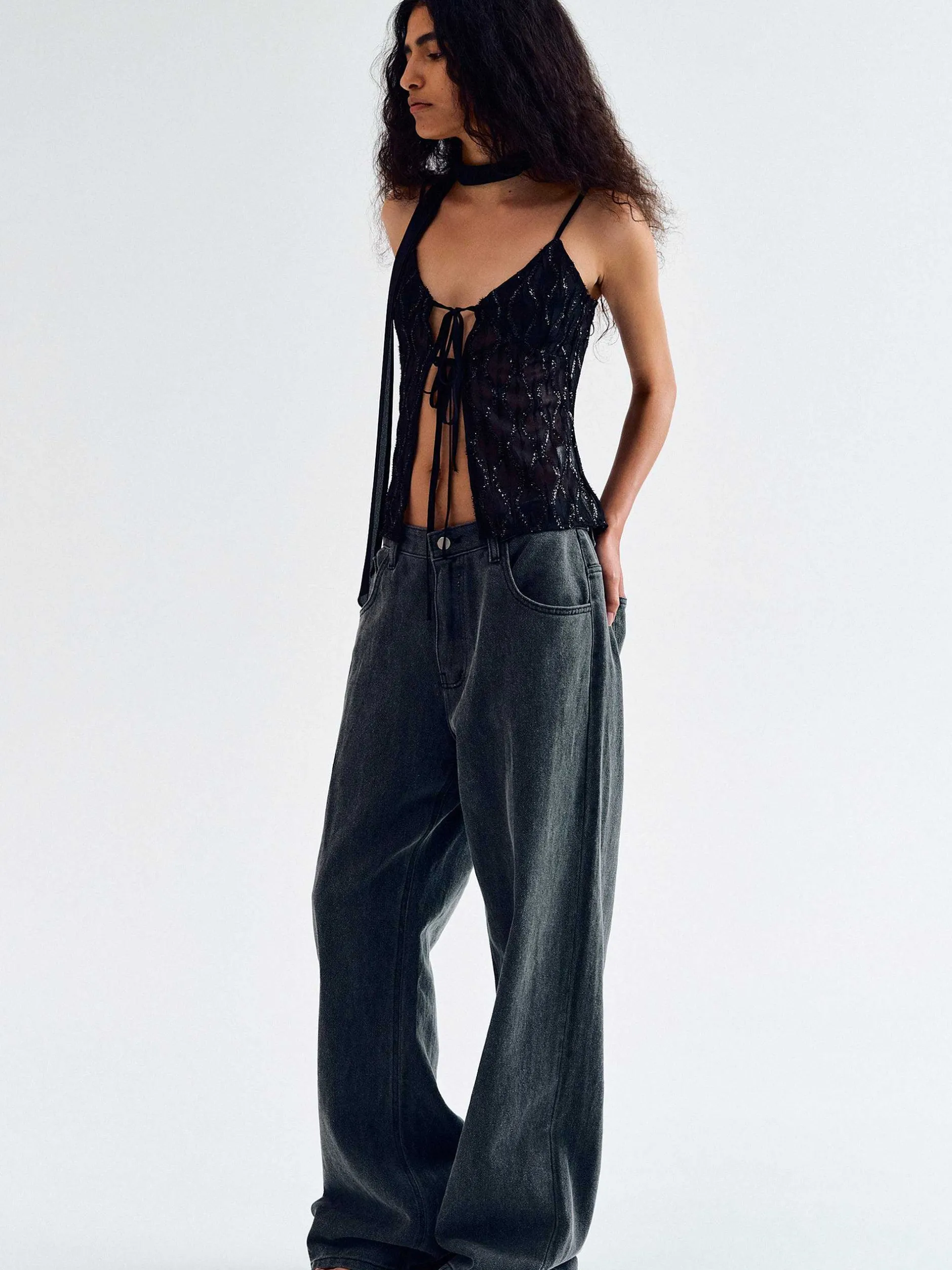 Frauen Source Unknown Kleidung<Boyfriend-Pigmentjeans, Haifischhaut