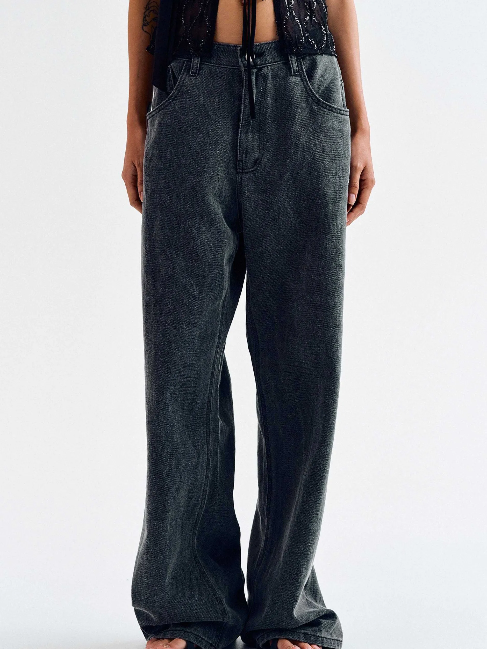 Frauen Source Unknown Kleidung<Boyfriend-Pigmentjeans, Haifischhaut