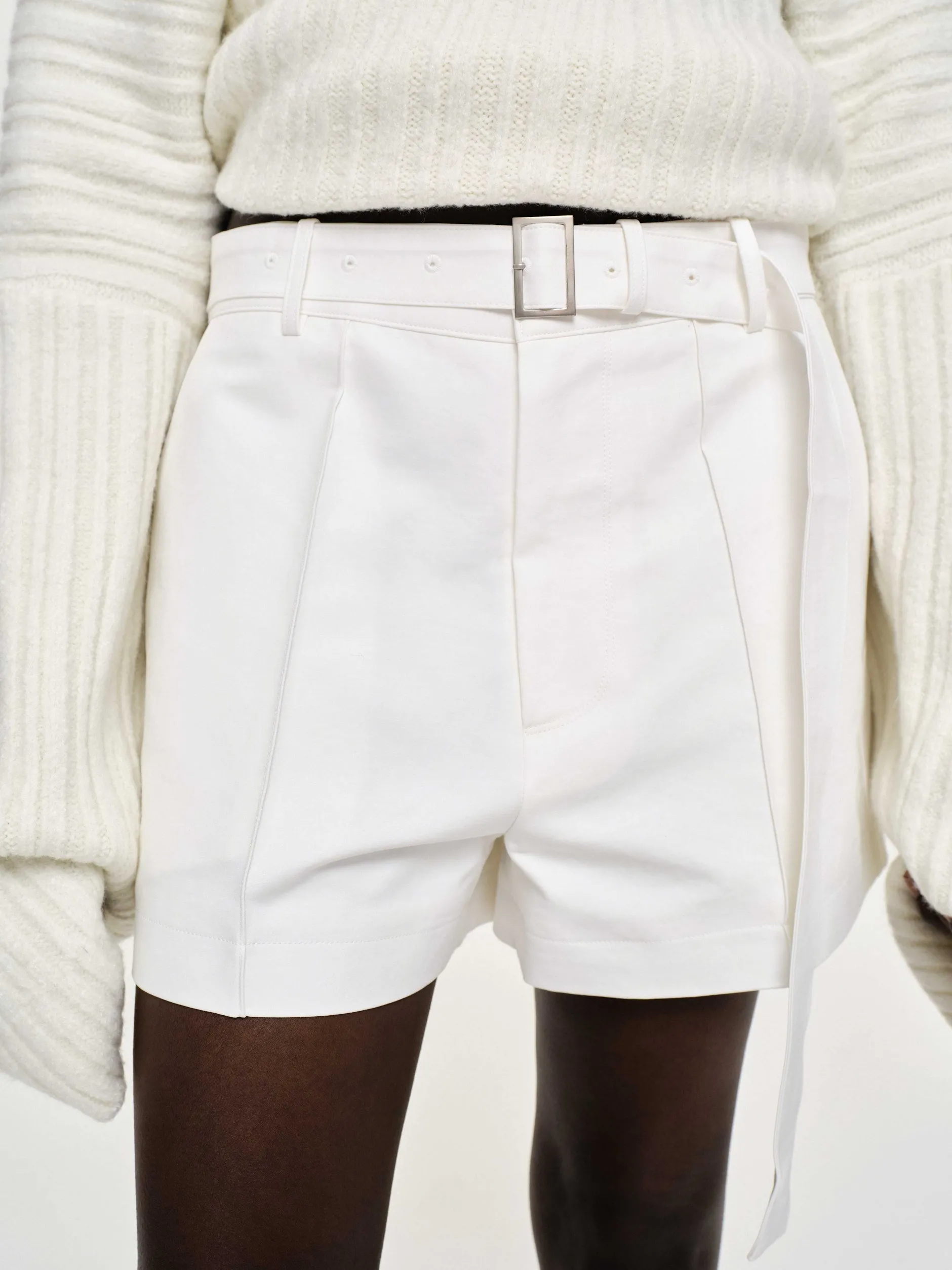 Frauen Source Unknown Kleidung<Breite Shorts Mit Gurtel, Weis