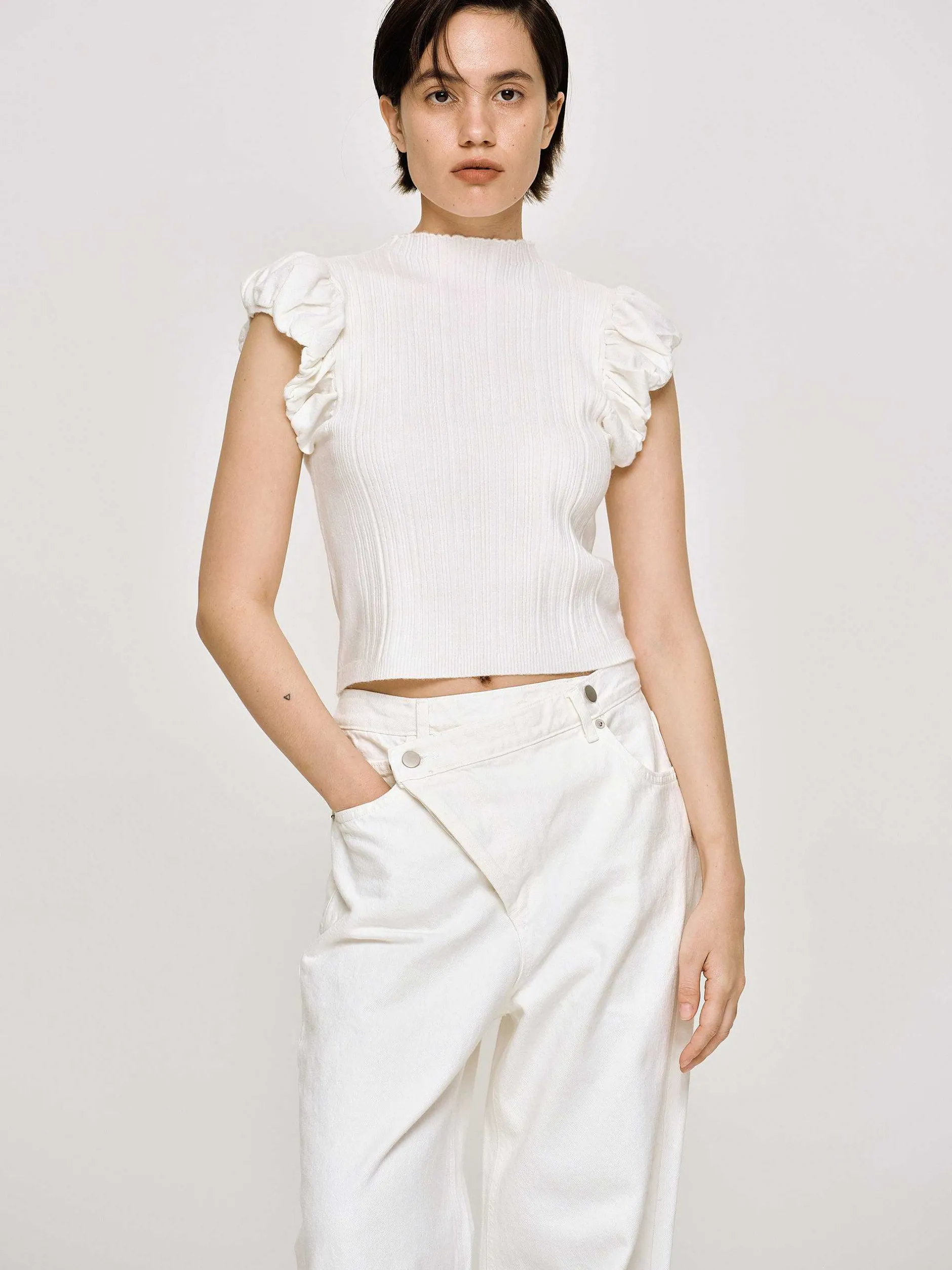Frauen Source Unknown Strickwaren<Bubble Rib Strick, Weis