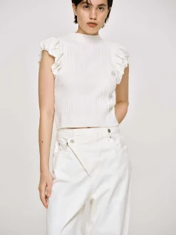 Frauen Source Unknown Kleidung<Bubble Rib Strick, Weis