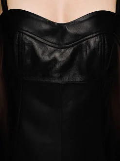 Frauen Source Unknown Oberteile<Bustier-Lederoberteil Aus Lammfell, Schwarz