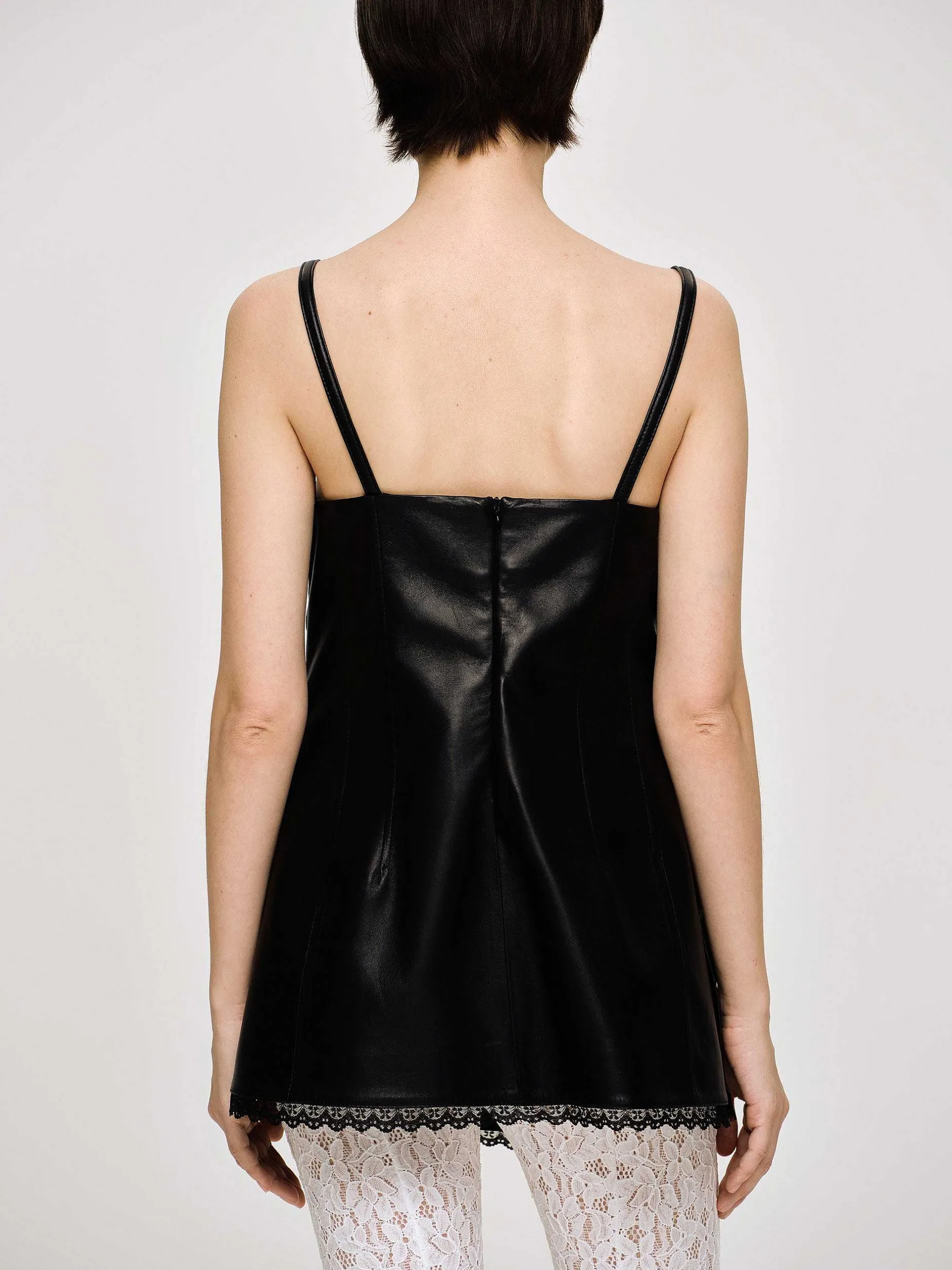 Frauen Source Unknown Kleidung<Bustier-Lederoberteil Aus Lammfell, Schwarz