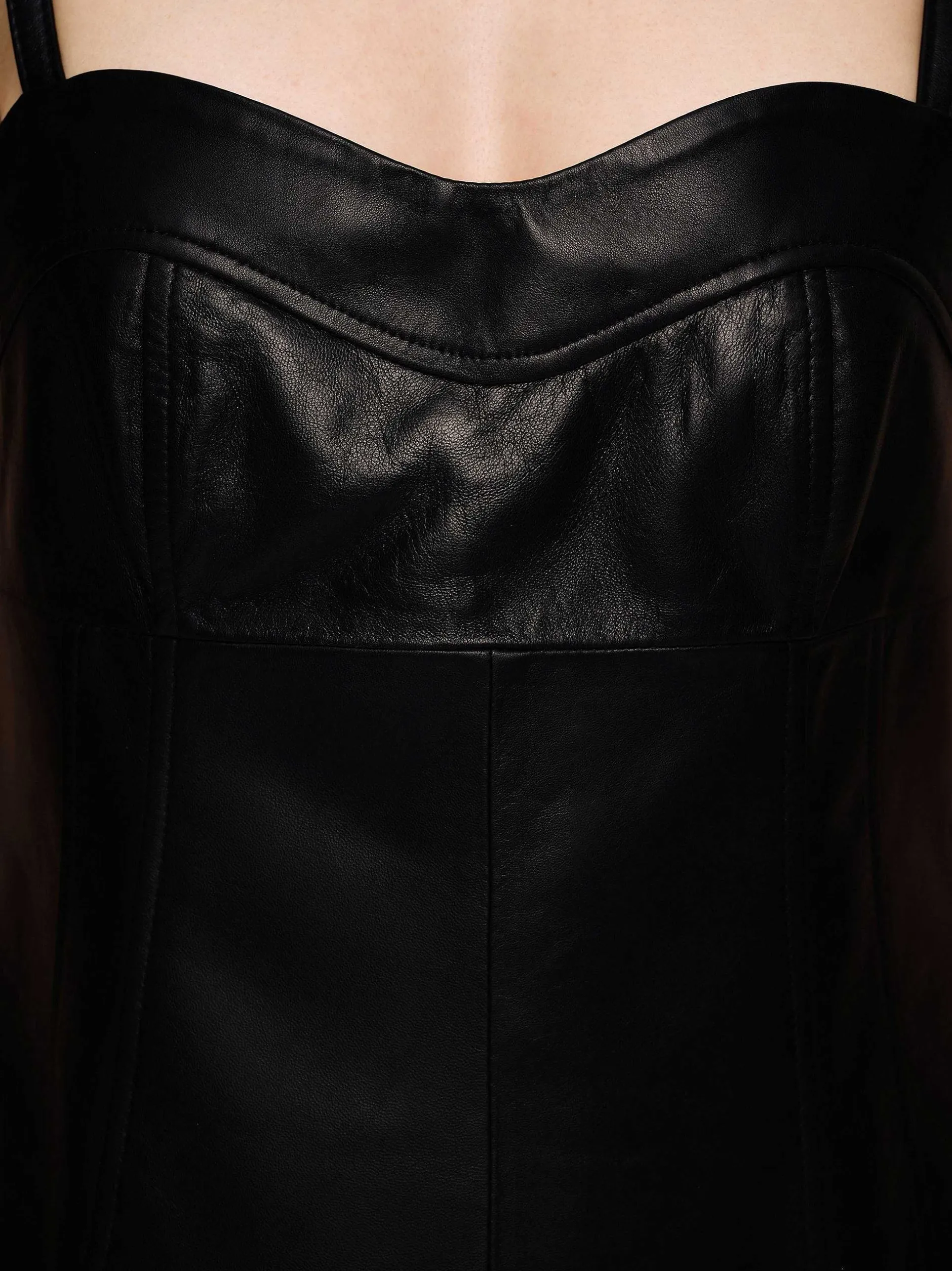 Frauen Source Unknown Kleidung<Bustier-Lederoberteil Aus Lammfell, Schwarz