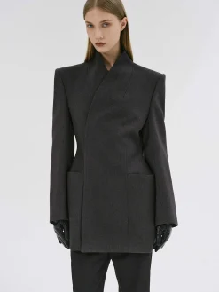 Frauen Source Unknown Oberbekleidung<Corrin Wickelblazer, Anthrazit