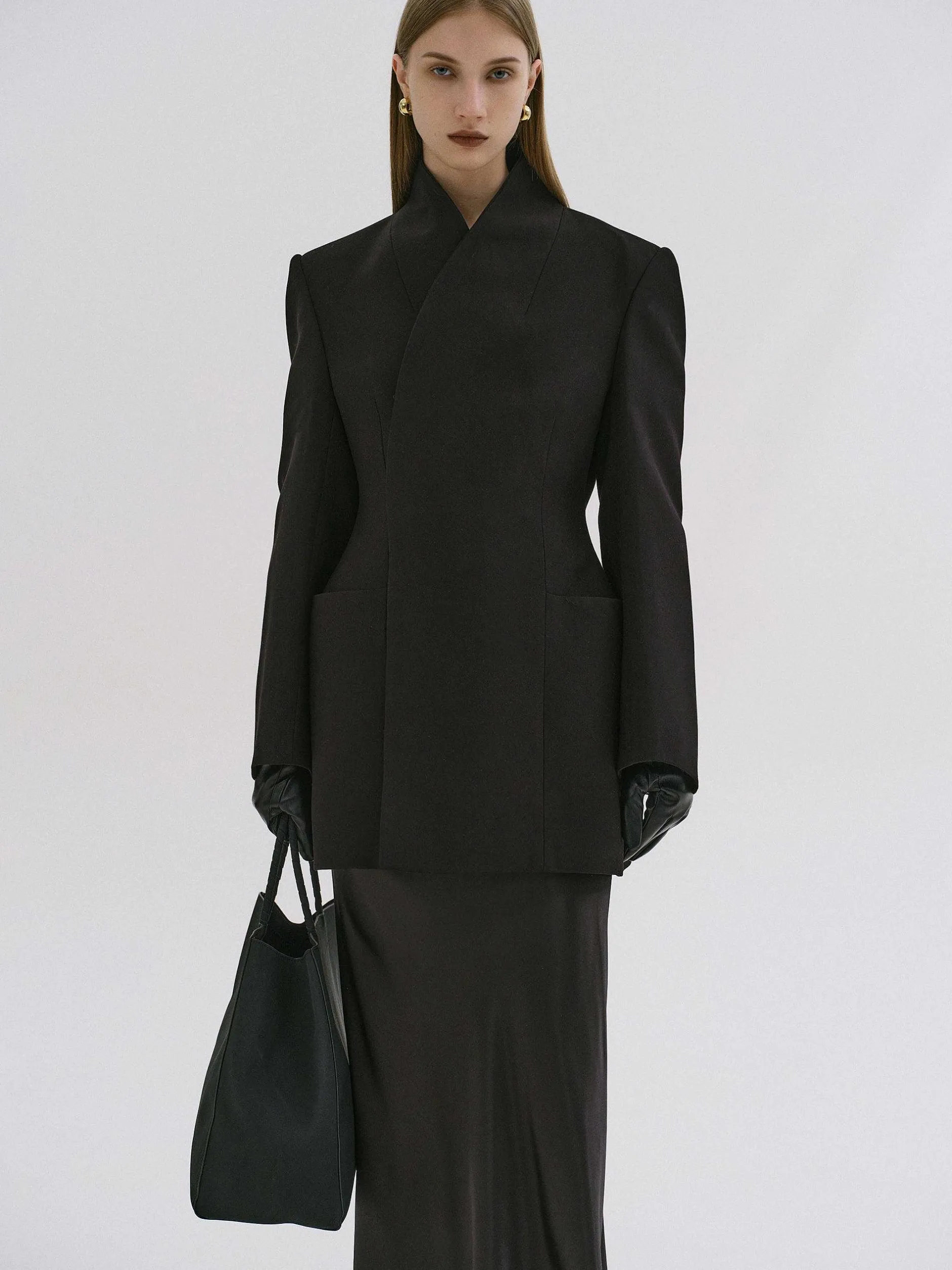 Frauen Source Unknown Oberbekleidung<Corrin Wickelblazer, Schwarz