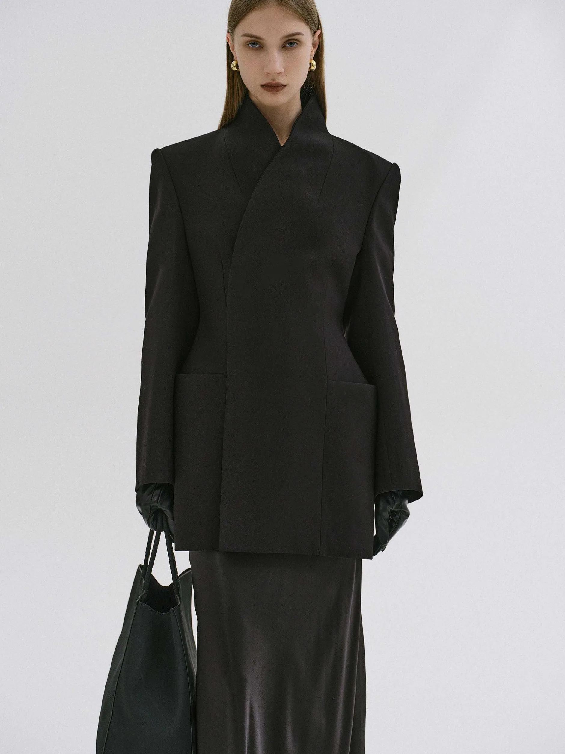 Frauen Source Unknown Oberbekleidung<Corrin Wickelblazer, Schwarz