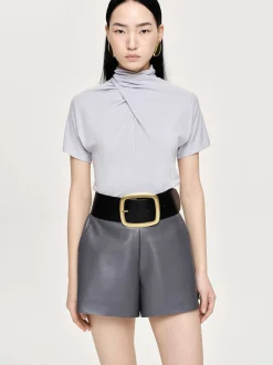 Frauen Source Unknown Oberteile<Daye Cross Neck T-Shirt, Nebelgrau
