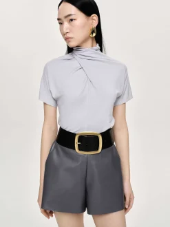 Frauen Source Unknown Kleidung<Daye Cross Neck T-Shirt, Nebelgrau