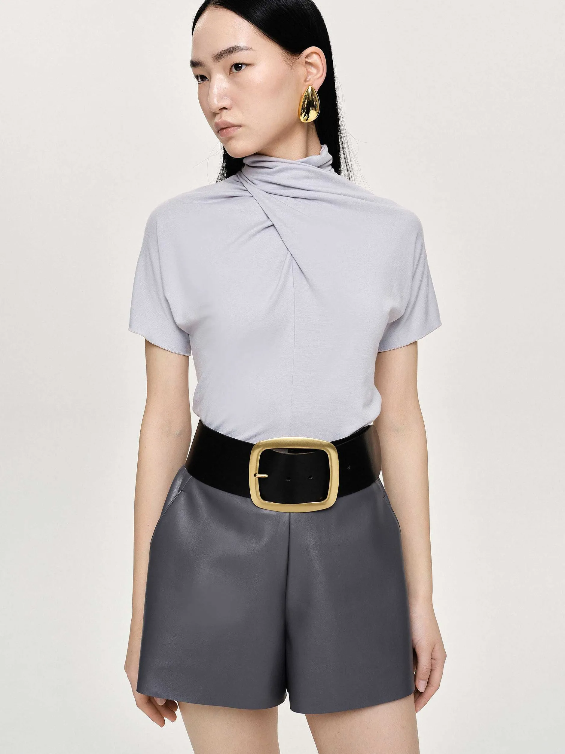 Frauen Source Unknown Kleidung<Daye Cross Neck T-Shirt, Nebelgrau
