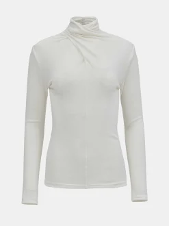Frauen Source Unknown Kleidung<Daye-Woll-T-Shirt Mit Kreuzkragen, Weis