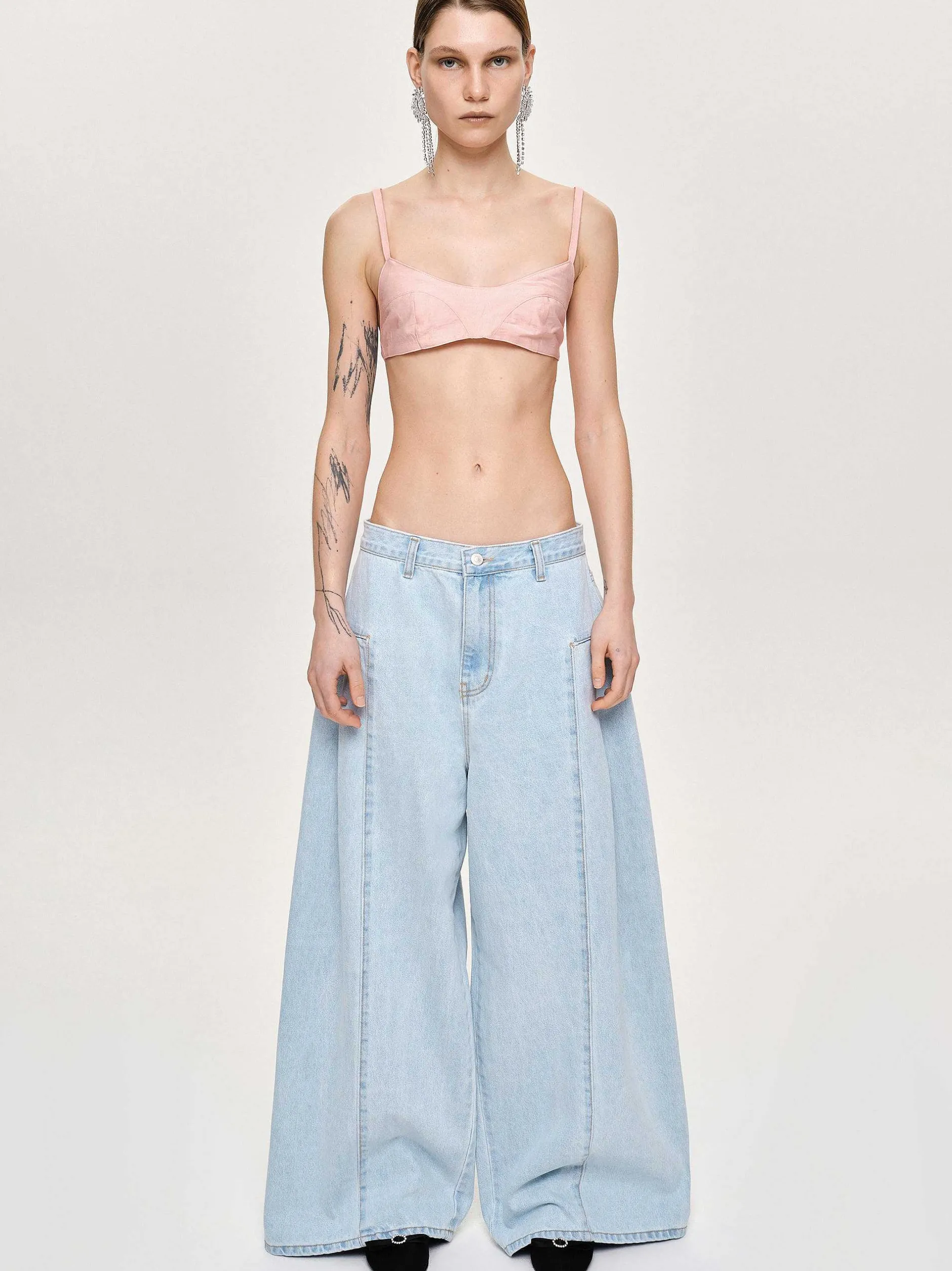 Frauen Source Unknown Kleidung<Doppelseitige, Ubergrose Jeans, Hellblau