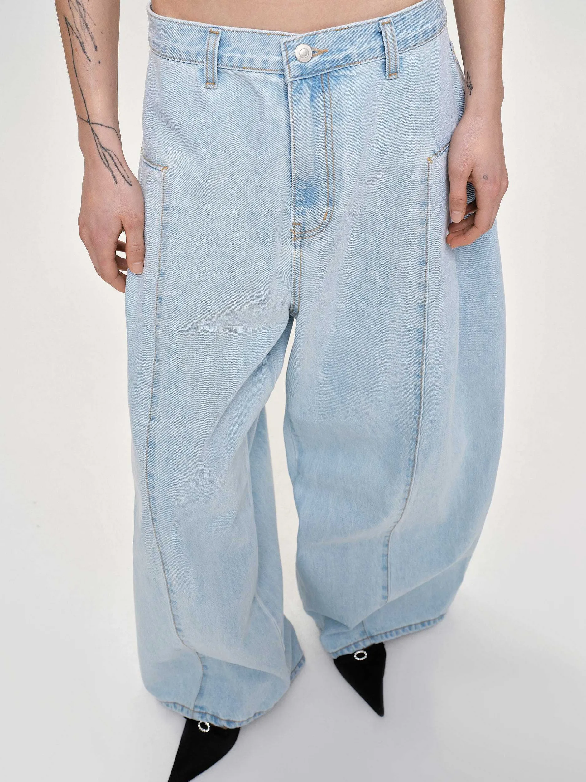 Frauen Source Unknown Kleidung<Doppelseitige, Ubergrose Jeans, Hellblau