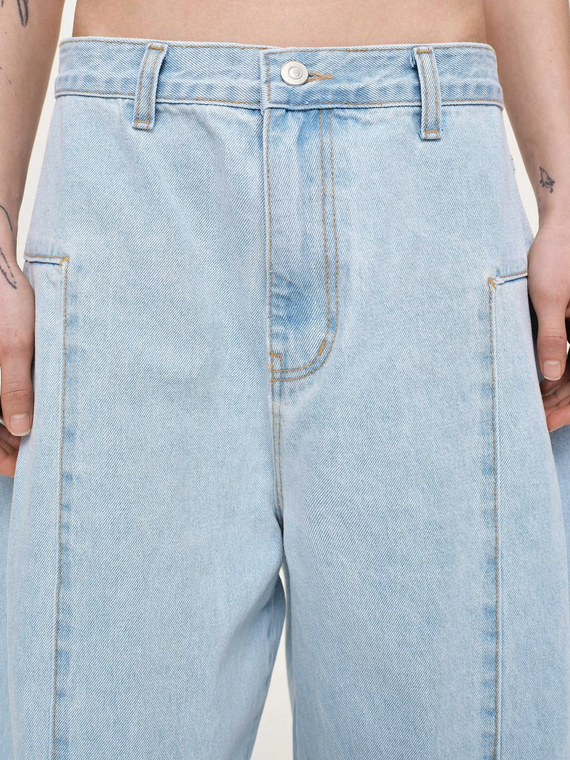 Frauen Source Unknown Kleidung<Doppelseitige, Ubergrose Jeans, Hellblau