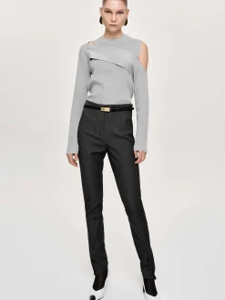 Frauen Source Unknown Strickwaren<Drapierter Cut-Out-Strick, Taupegrau