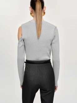 Frauen Source Unknown Strickwaren<Drapierter Cut-Out-Strick, Taupegrau