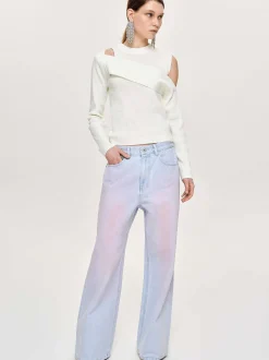Frauen Source Unknown Strickwaren<Drapierter Cut-Out-Strick, Weis
