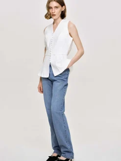 Frauen Source Unknown Denim<Durchgehende Slim-Jeans, Mittelblau