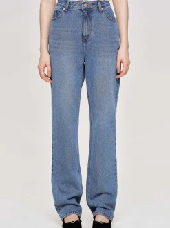 Frauen Source Unknown Denim<Durchgehende Slim-Jeans, Mittelblau