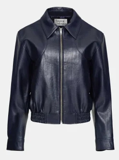 Frauen Source Unknown Zubehör<Ennio Kunstleder-Bomberjacke, Marineblau