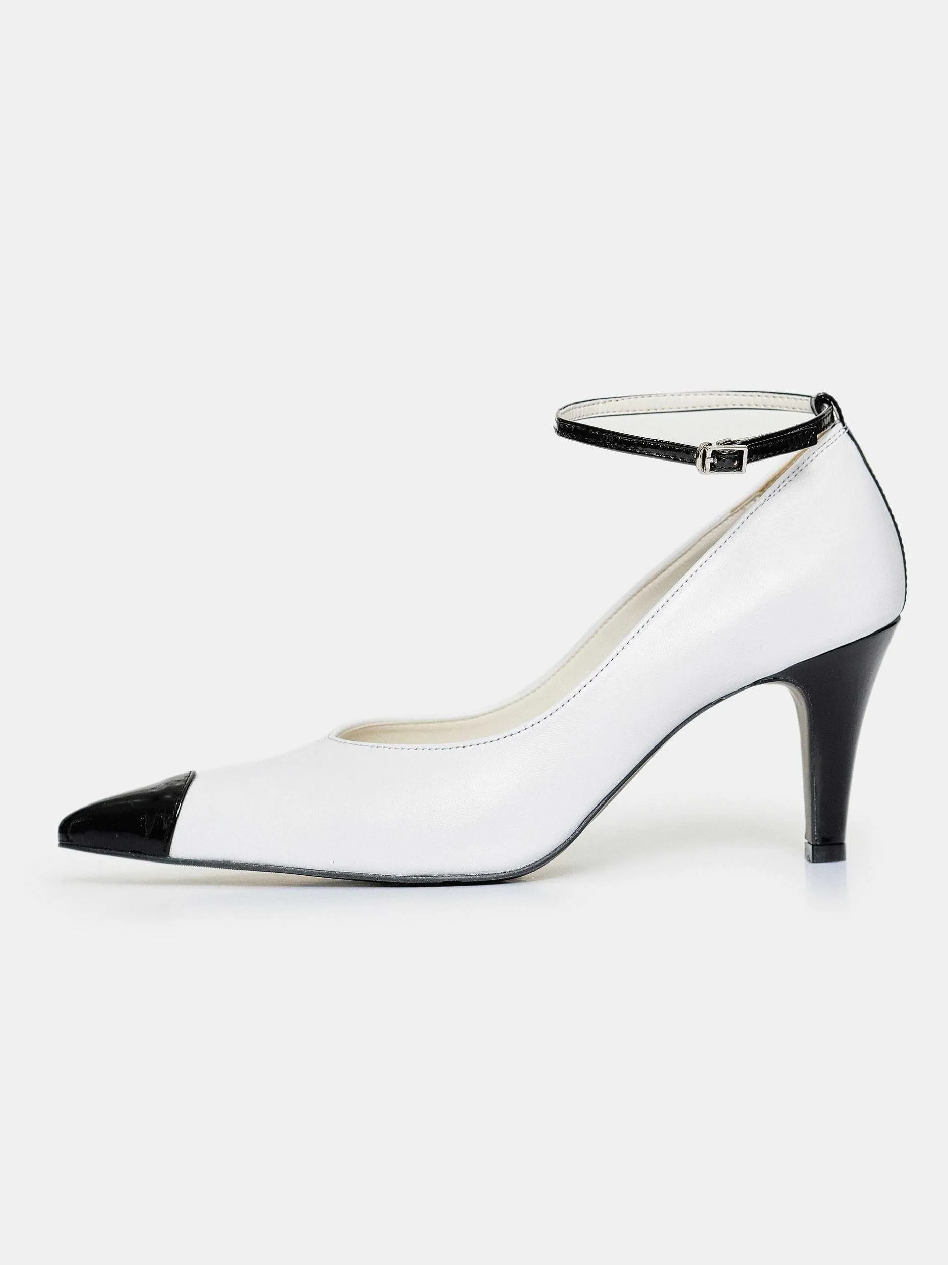 Frauen Source Unknown Schuhe & Taschen<Ester Bicolor-Absatze Mit Knochelriemen, Weis