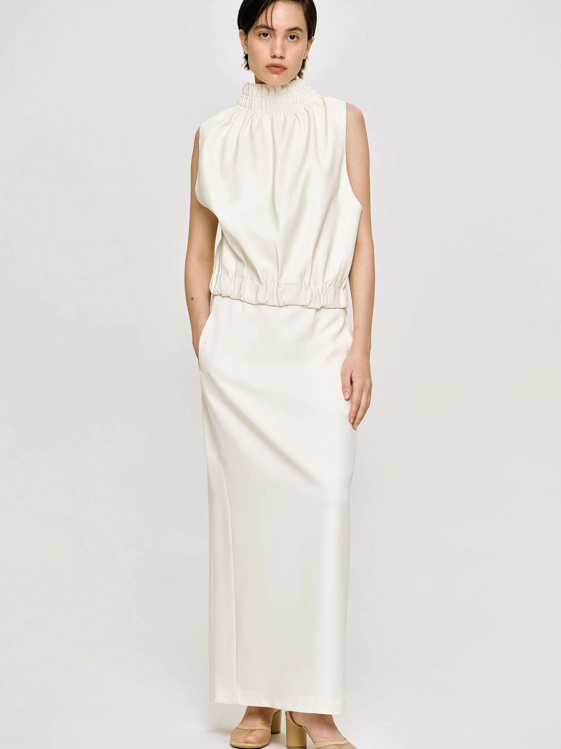Frauen Source Unknown Unterteile<Fliesender Rock Mit Hoher Taille, Elfenbein