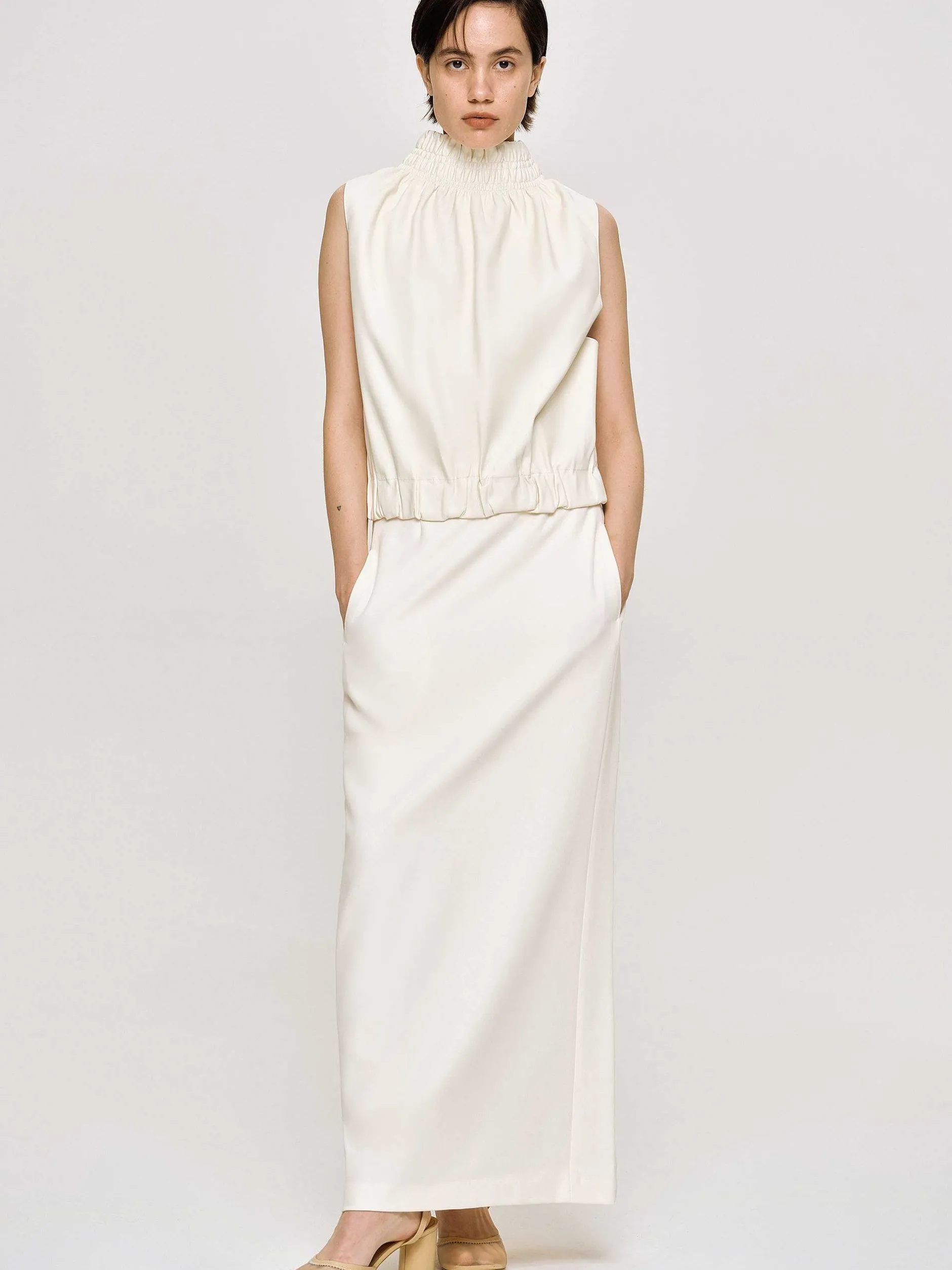 Frauen Source Unknown Kleidung<Fliesender Rock Mit Hoher Taille, Elfenbein