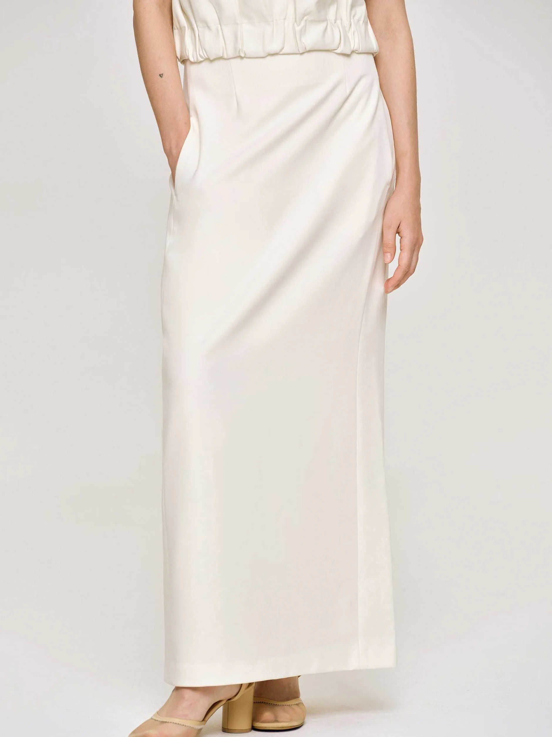 Frauen Source Unknown Kleidung<Fliesender Rock Mit Hoher Taille, Elfenbein