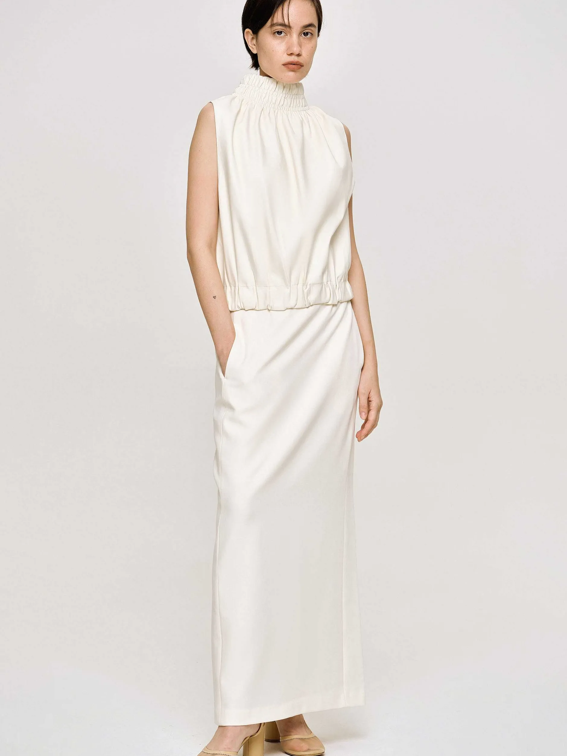 Frauen Source Unknown Kleidung<Fliesender Rock Mit Hoher Taille, Elfenbein