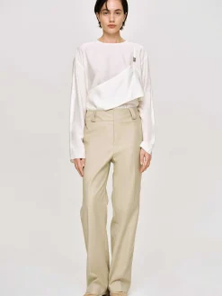Frauen Source Unknown Unterteile<Gabardine-Hose Mit Geradem Bein, Beige