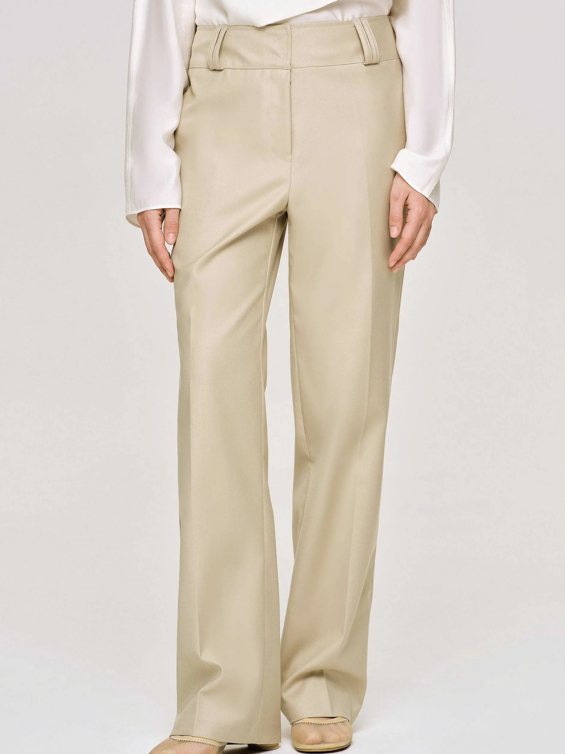 Frauen Source Unknown Unterteile<Gabardine-Hose Mit Geradem Bein, Beige