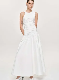 Frauen Source Unknown Zubehör<Gerafftes Kleid Mit Tiefer Taille, Gebrochenes Weis