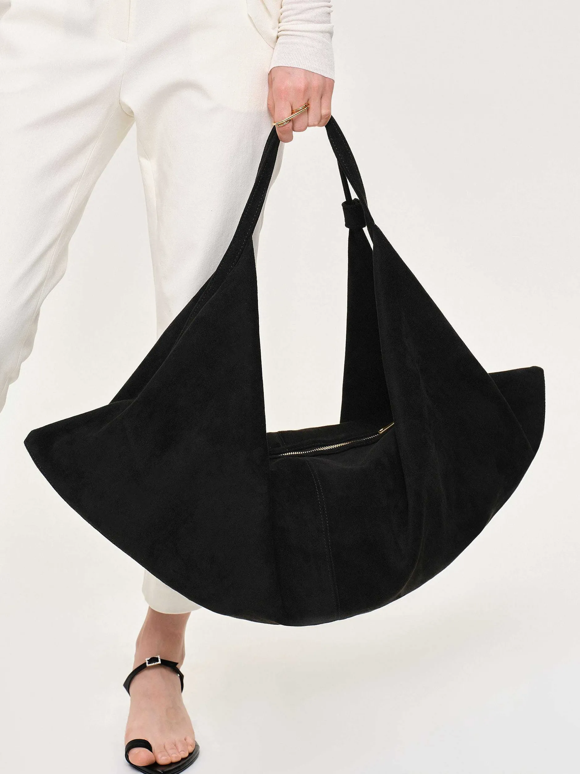 Frauen Source Unknown Schuhe & Taschen<Grose Gluckskeks-Tasche, Wildleder Schwarz