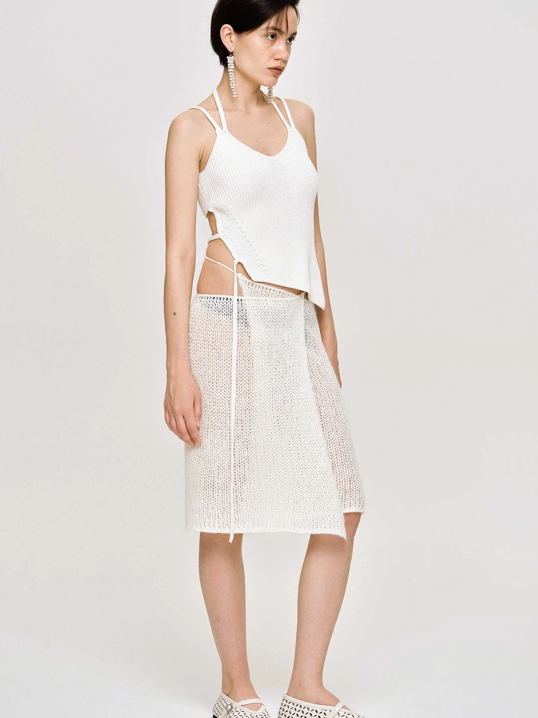 Frauen Source Unknown Koordinaten<Halbtransparenter Strickrock, Birke