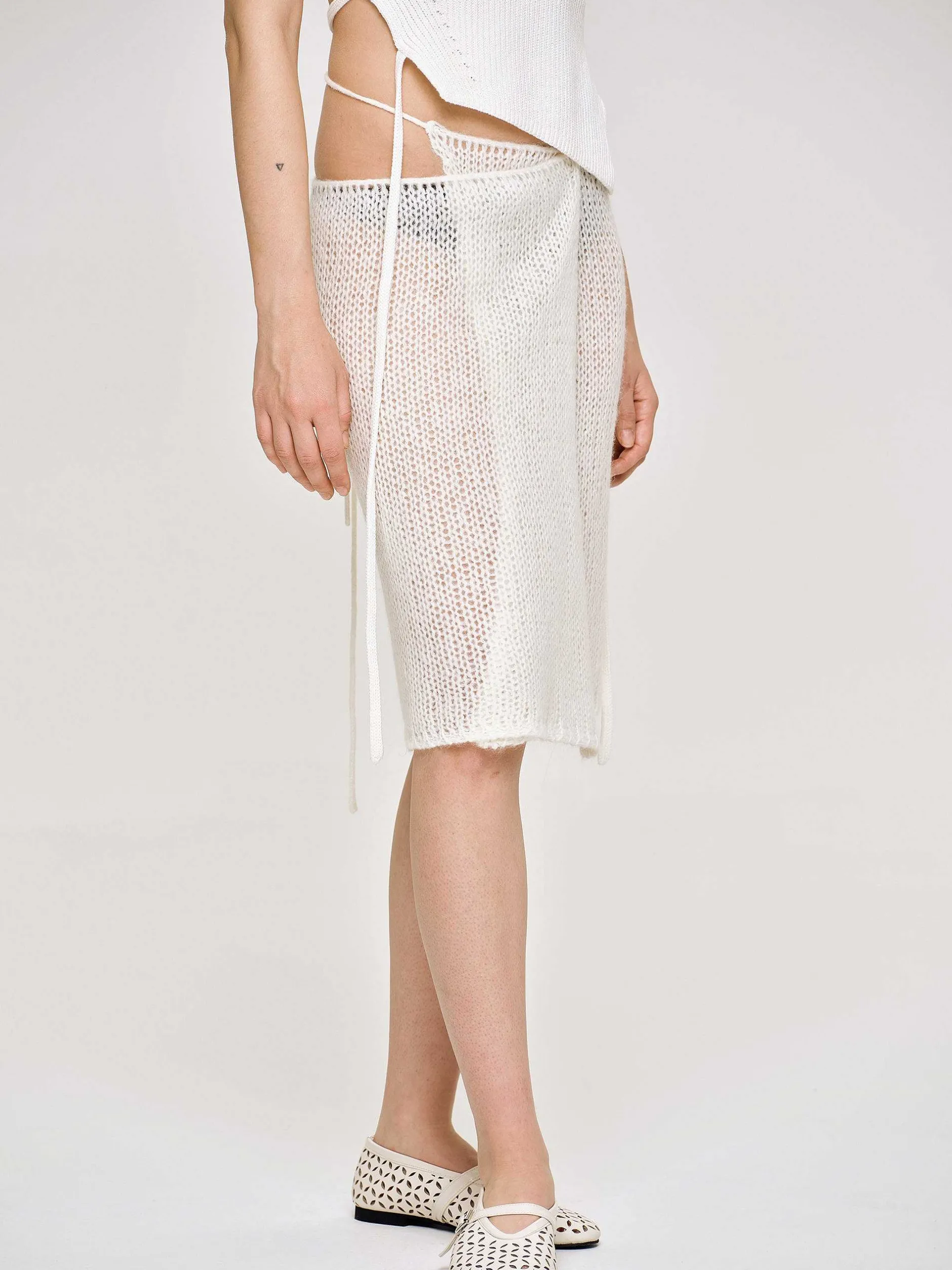 Frauen Source Unknown Koordinaten<Halbtransparenter Strickrock, Birke
