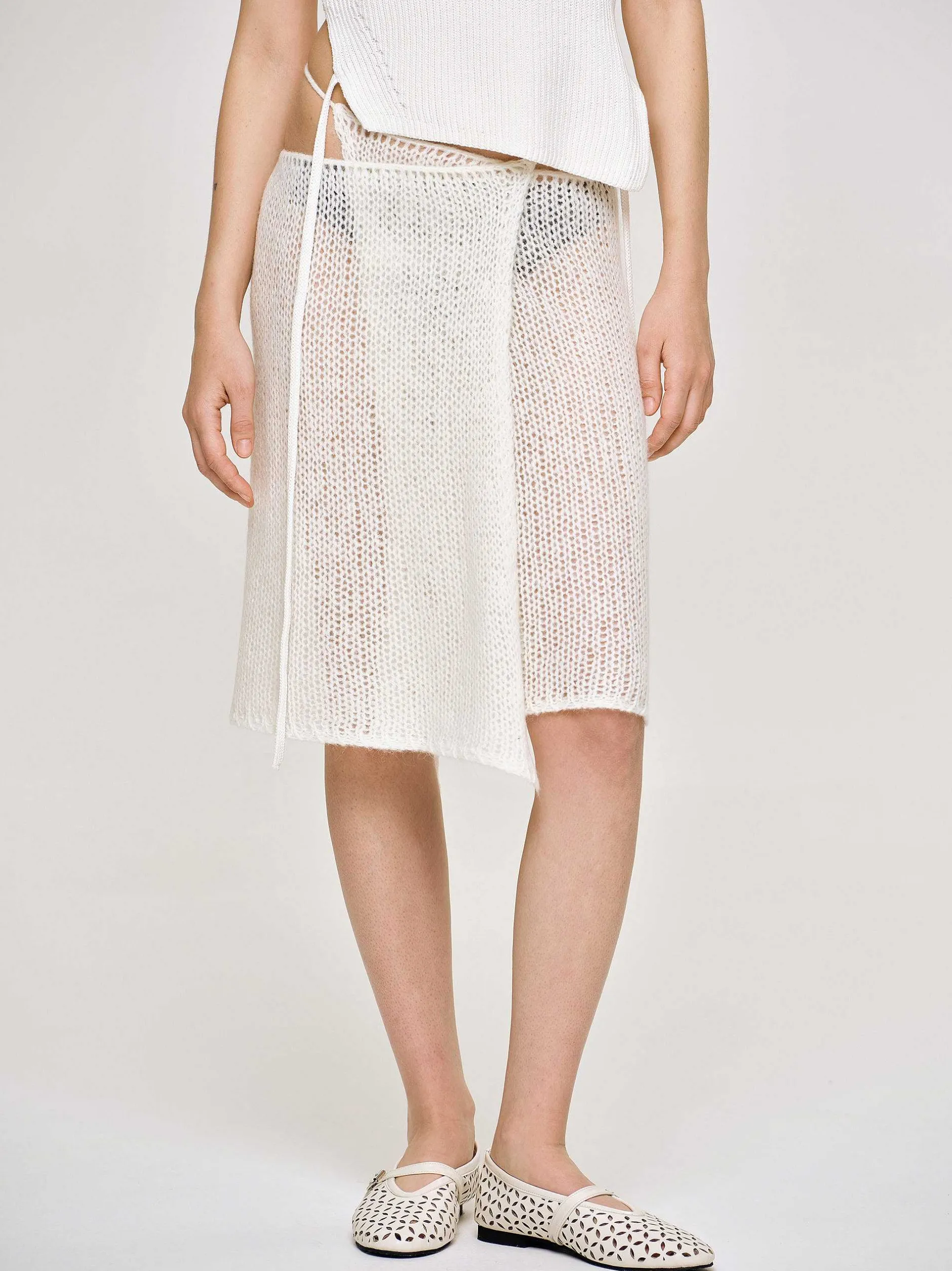 Frauen Source Unknown Koordinaten<Halbtransparenter Strickrock, Birke